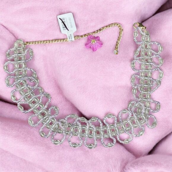 NWT New Free People Iridescence Lilac Bead Chocker Necklace. Adjustable - Picture 1 of 7